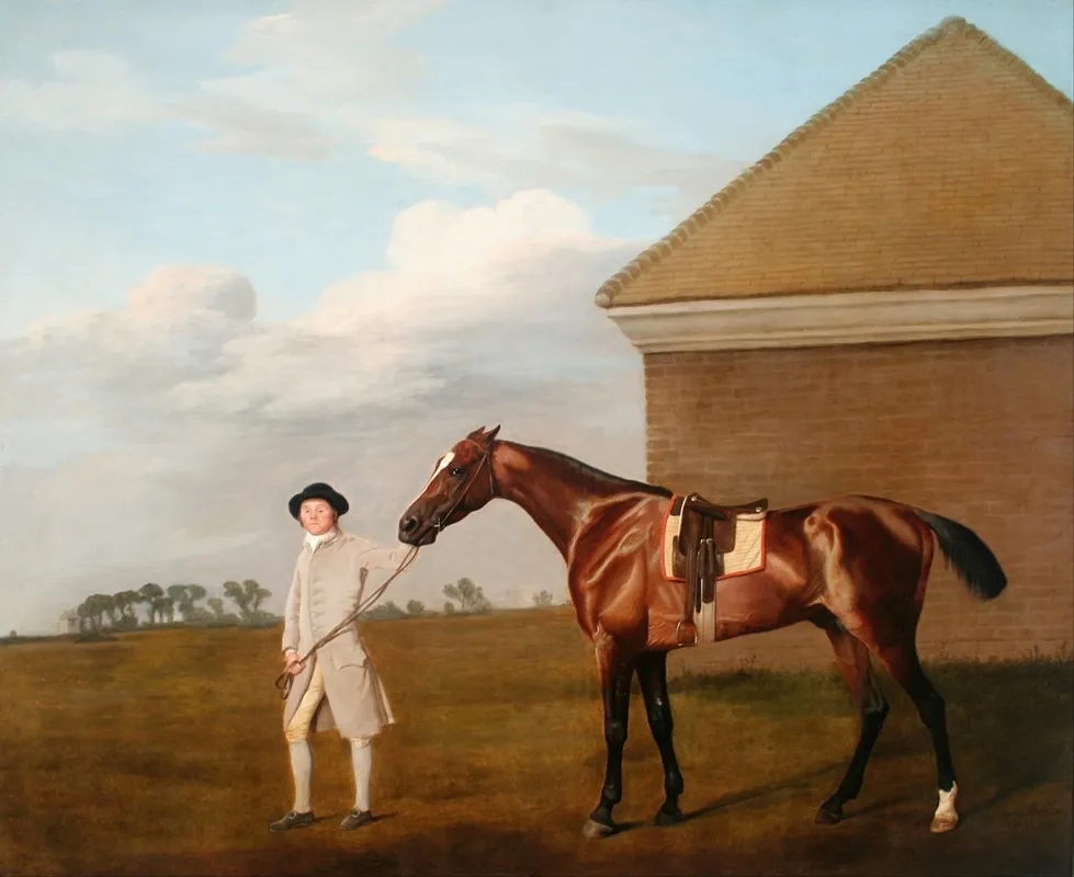 Firetail With His Trainer By The Rubbing Down House On Newmarket Heath Wall Art by George Stubbs - High-Resolution Digital Print