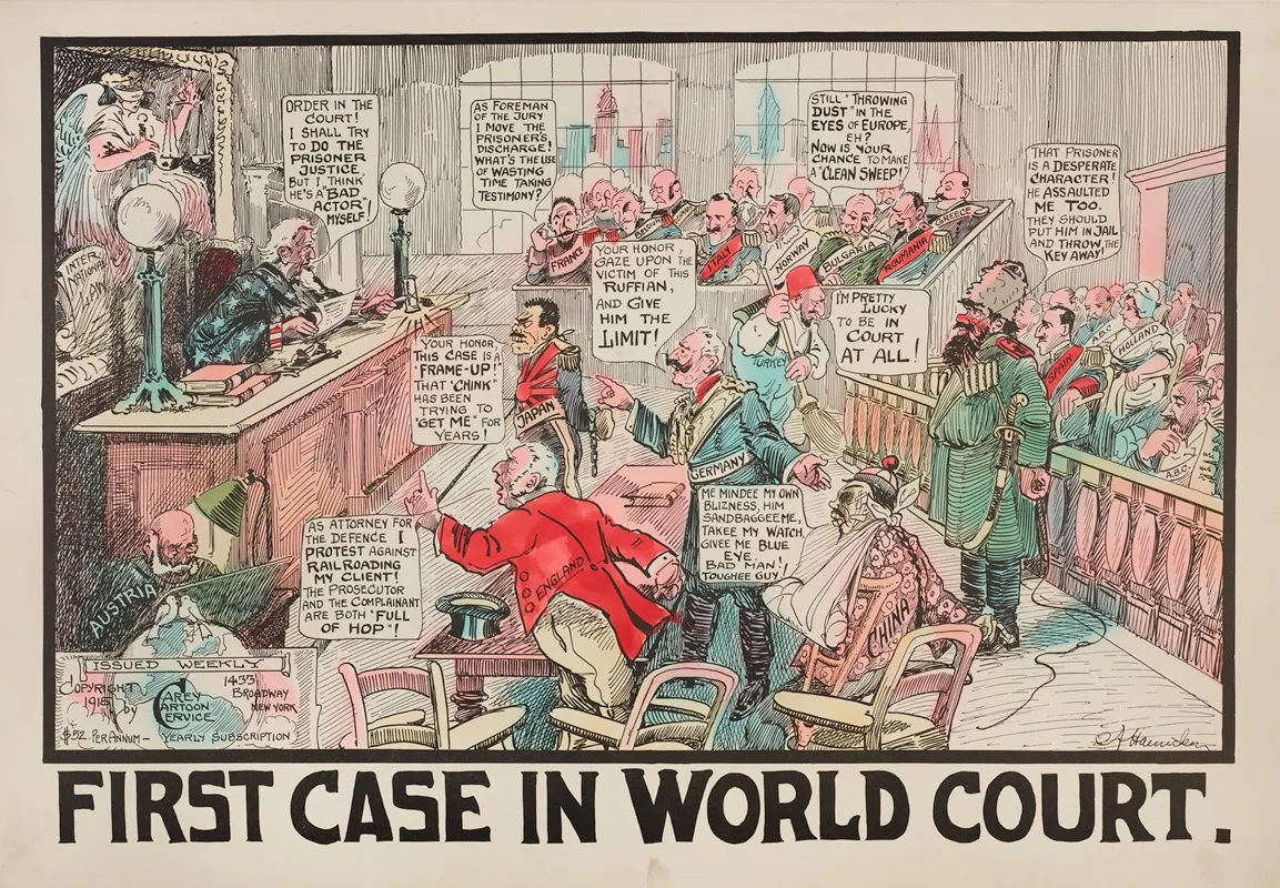 First Case In World Court Wall Art by Carey Cartoon Service - High-Resolution Digital Print