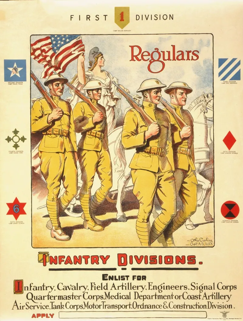 First Division Regulars Infantry Divisions Enlist For Infantry Cavalry Field Artillery