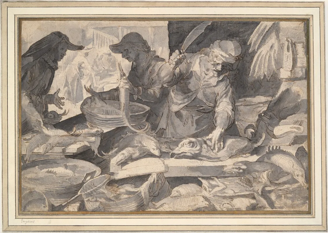 Fish Market 2 Wall Art by After Joachim Anthonisz Wtewael - High-Resolution Digital Print