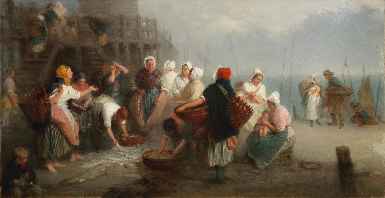 Fish Market Make Your Bid Wall Art by John Morgan - High-Resolution Digital Print