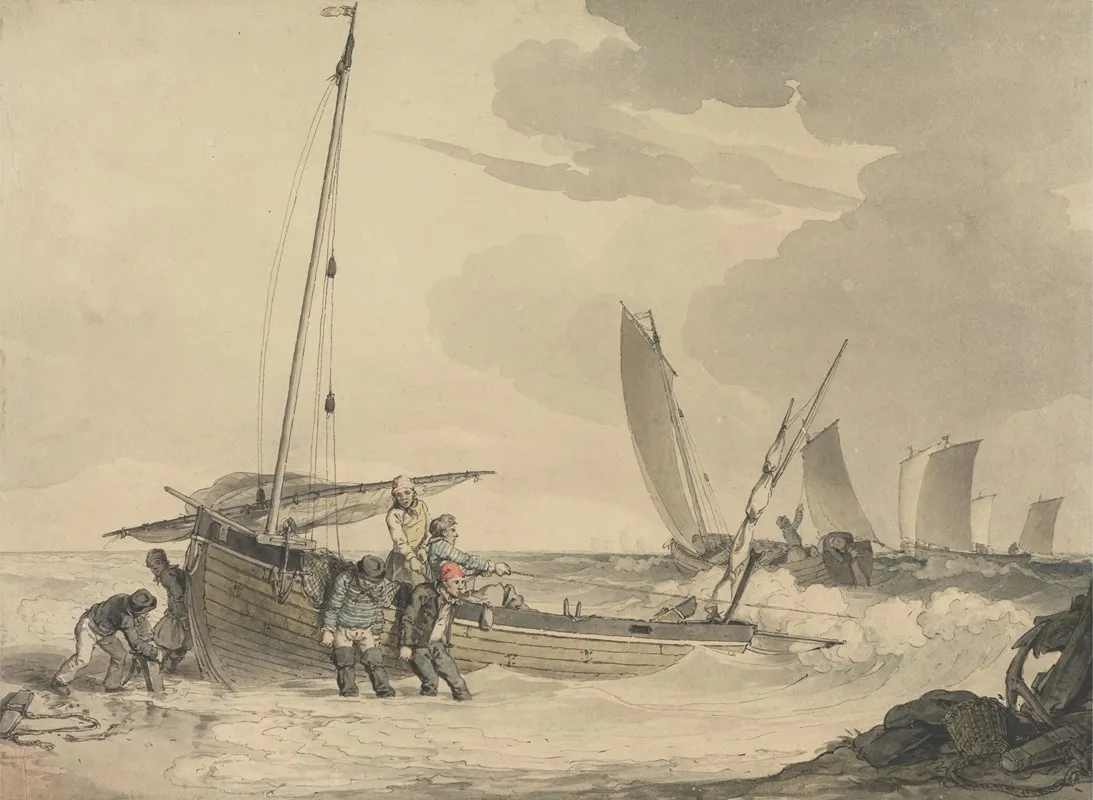 Fisherman Putting Out To Sea Wall Art by John Augustus Atkinson - High-Resolution Digital Print