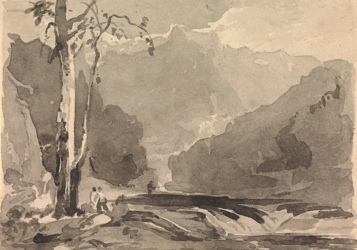 Fishermen At A Mountain Stream