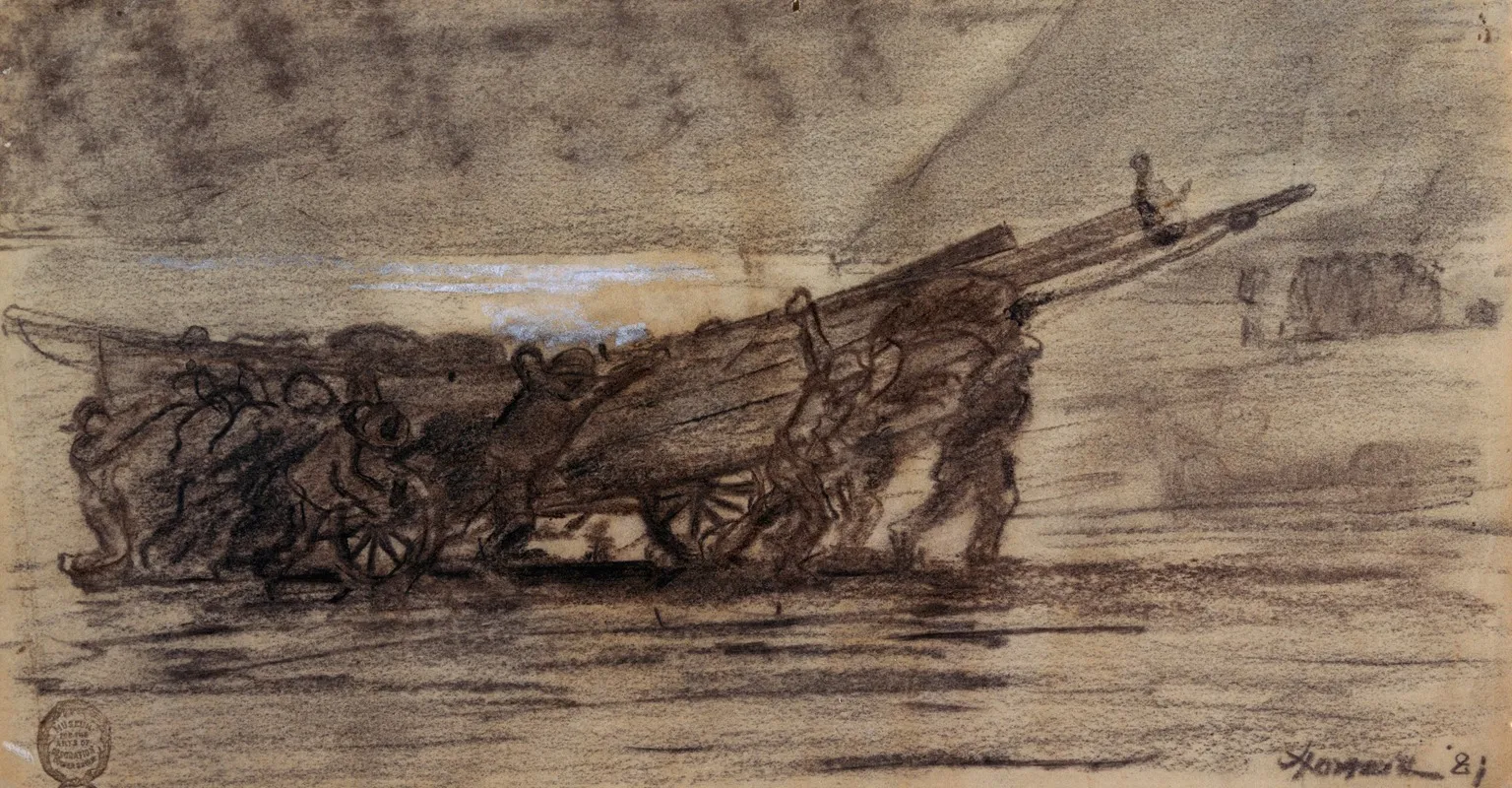 Fishermen Beaching A Boat Cullercoats England Wall Art by Winslow Homer - High-Resolution Digital Print