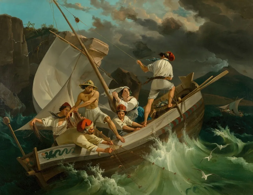 Fishermen Before The Storm Wall Art by Georg Perlberg - High-Resolution Digital Print