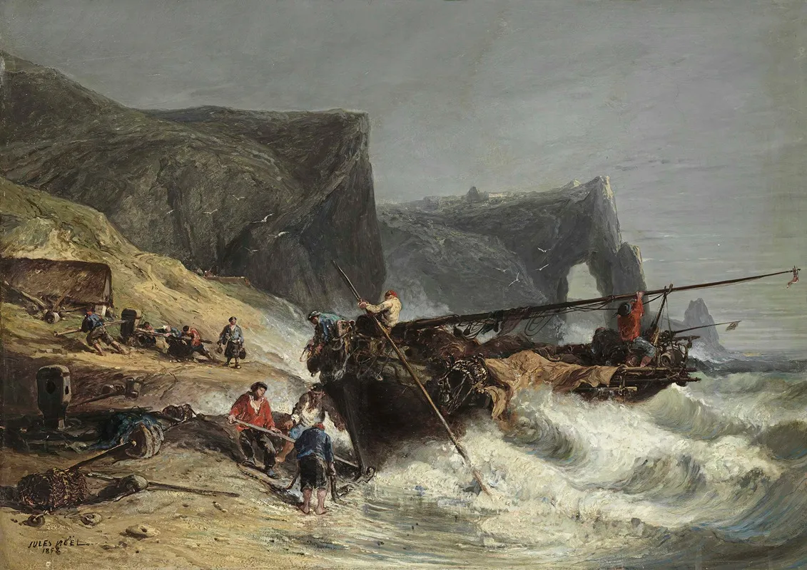 Fishermen Bringing In A Boat