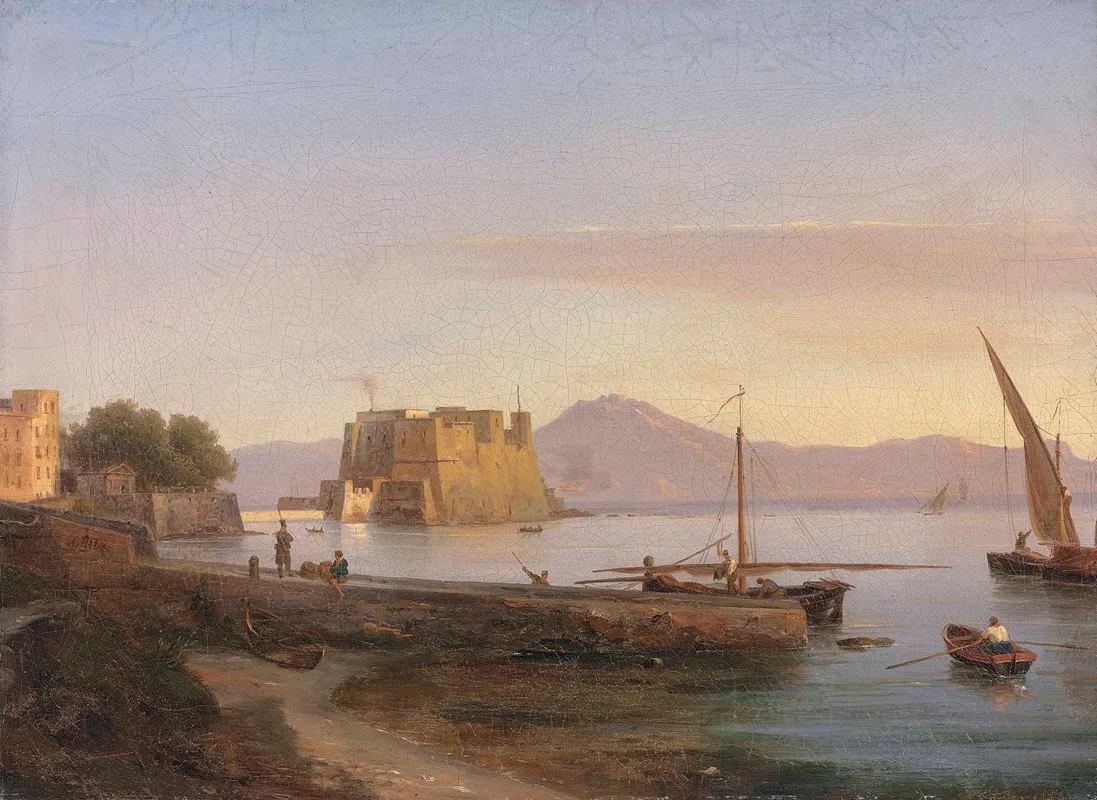 Fishermen Castel Dell Ovo Naples Wall Art by Antonie Sminck Pitloo - High-Resolution Digital Print