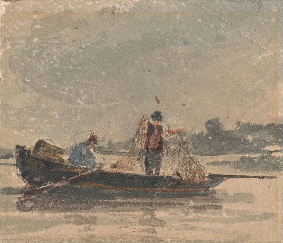 Fishermen Drawing A Net Wall Art by David Cox - High-Resolution Digital Print
