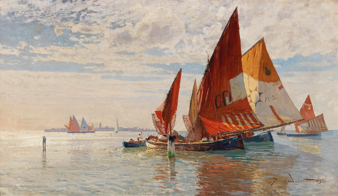 Fishermen In The Venetian Lagoon Wall Art by Manuel Wielandt - High-Resolution Digital Print