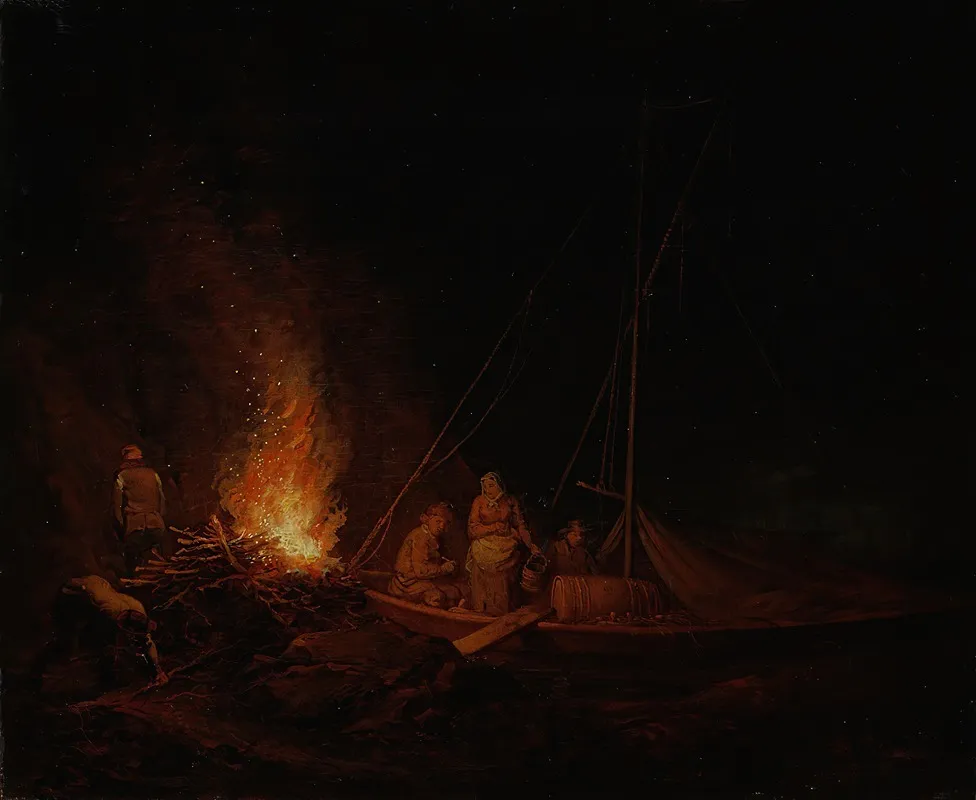 Fishermen Lighting A Campfire Wall Art by Alexander Lauréus - High-Resolution Digital Print