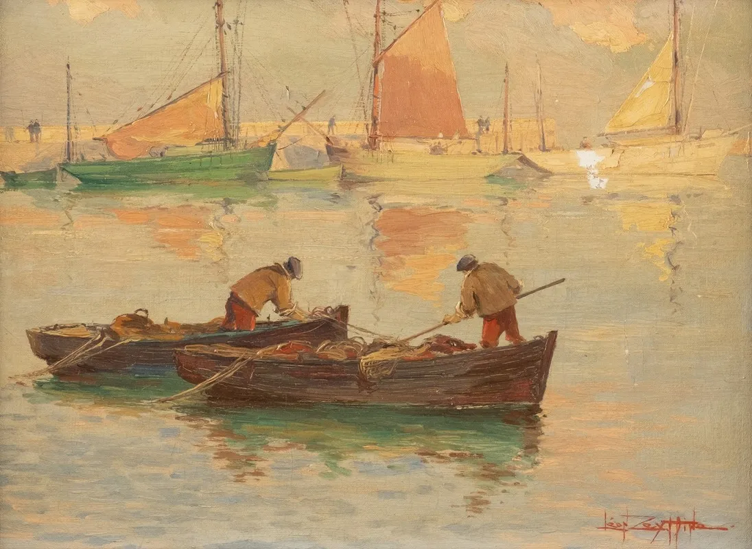 Fishermen On The Loire Near Nante Wall Art by Léon Zeytline - High-Resolution Digital Print