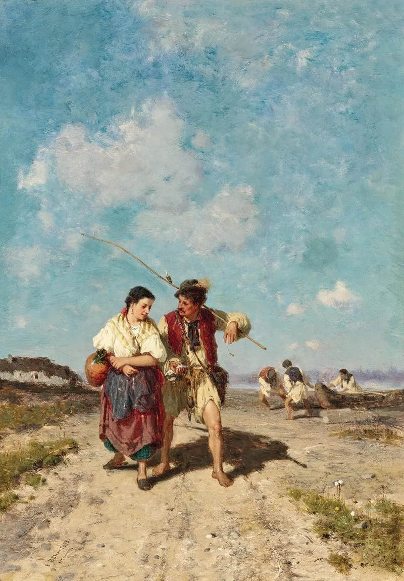 Fishermen Returning Home Wall Art by Pal Böhm - High-Resolution Digital Print