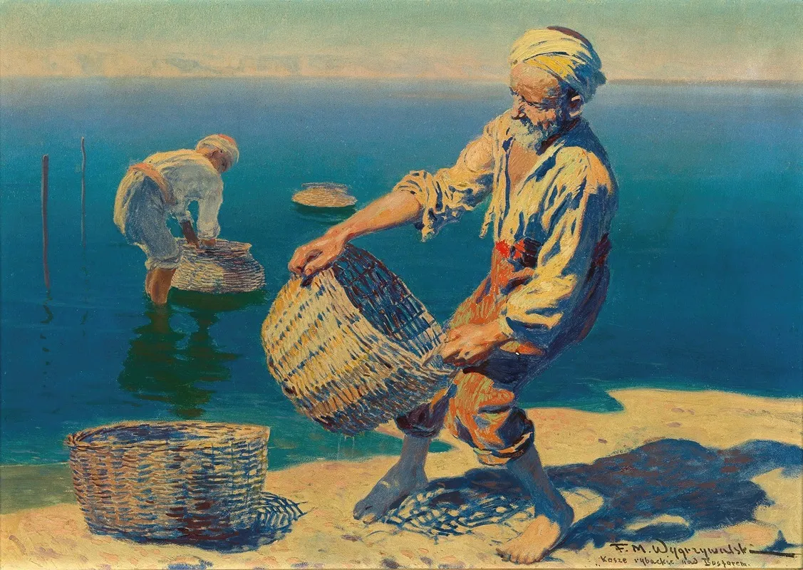 Fishermen With Baskets At The Bosphorus