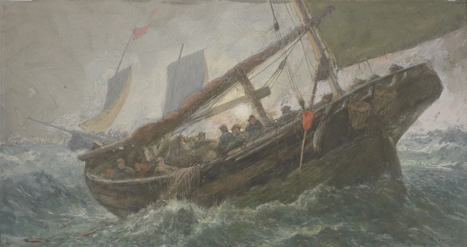 Fishing Boat At Sea 2 Wall Art by George Henry Andrews - High-Resolution Digital Print