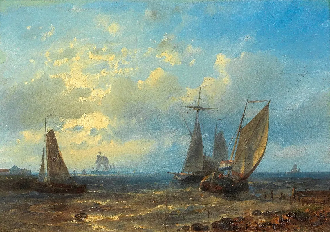 Fishing Boats By The Coast 2 Wall Art by Abraham Hulk - High-Resolution Digital Print