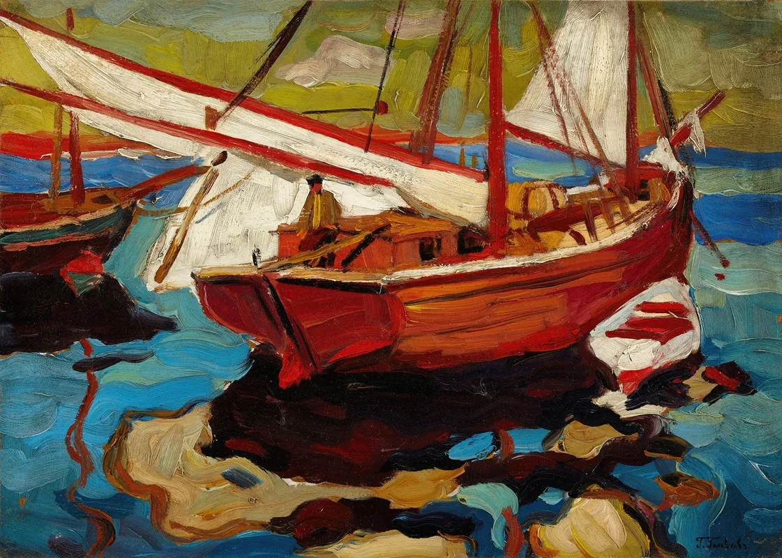 Fishing Boats In Hafen Wall Art by Gerassim Semenovich Golovkov - High-Resolution Digital Print