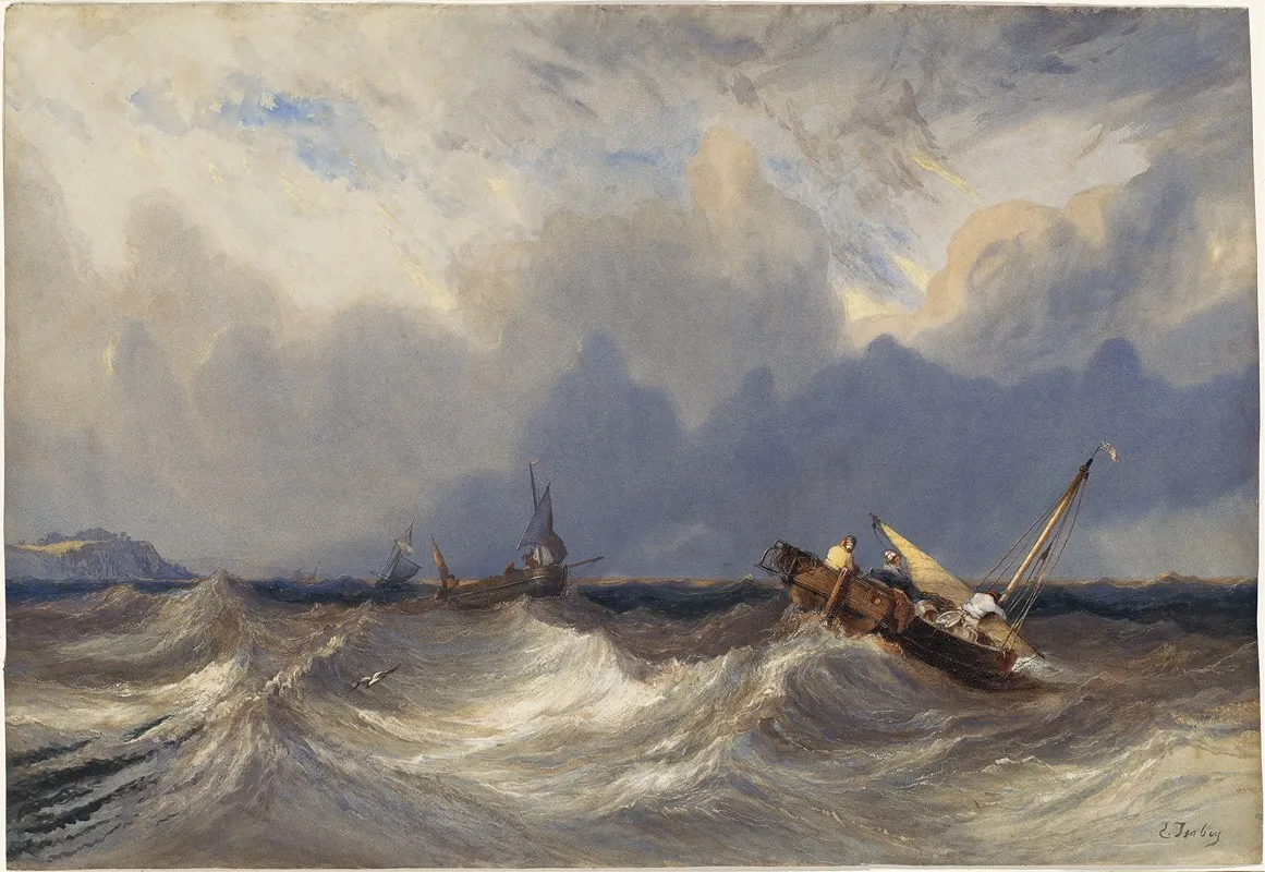 Fishing Boats Tossed Before A Storm