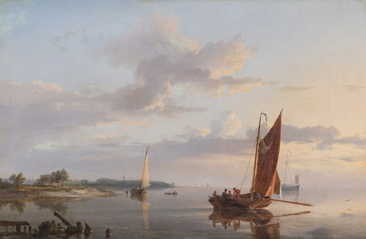 Fishing In Calm Waters Wall Art by Hermanus Koekkoek - High-Resolution Digital Print