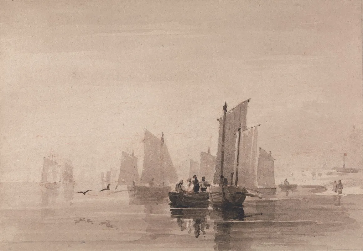 Fishing Off Hastings Wall Art by David Cox - High-Resolution Digital Print