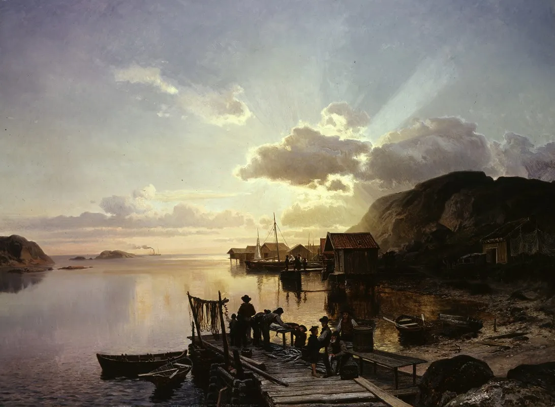 Fishing Village In Bohuslan Wall Art by Johan Edvard Bergh - High-Resolution Digital Print