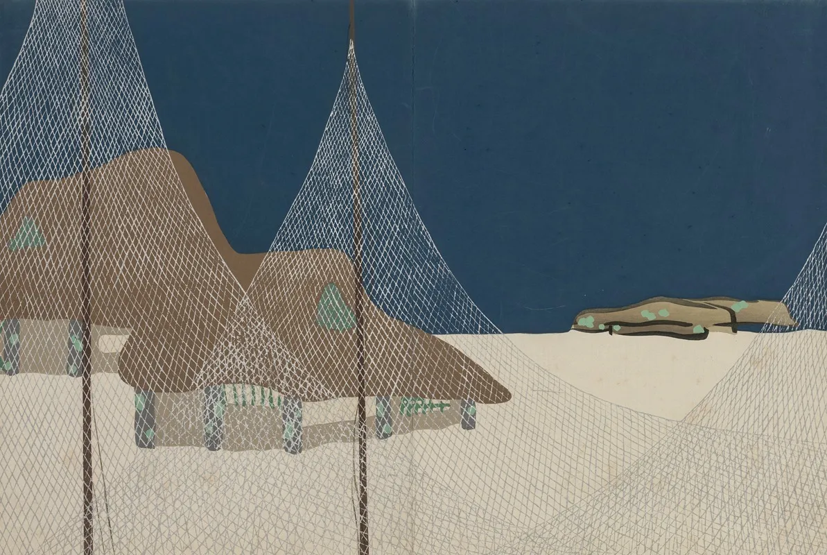 Fishing Village Ryoson Wall Art by Kamisaka Sekka - High-Resolution Digital Print
