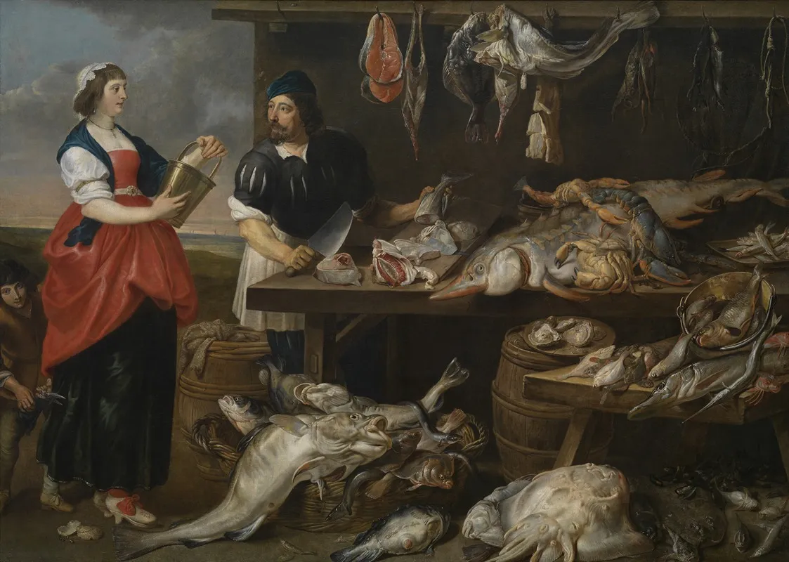 Fishmongers Stall 2 Wall Art by Adriaen van Utrecht - High-Resolution Digital Print