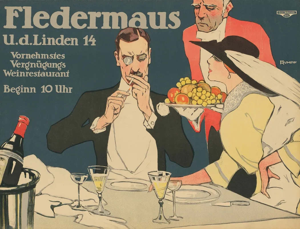 Fledermaus Unter Den Linden 14 Vergnugungs Weinrestaurant Wall Art by Fritz Rumpf - High-Resolution Digital Print