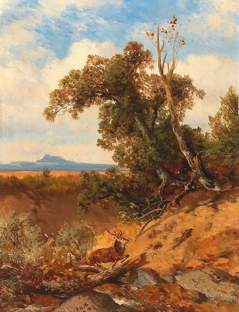 Fleeing Stag In The Foothills Of The Alps