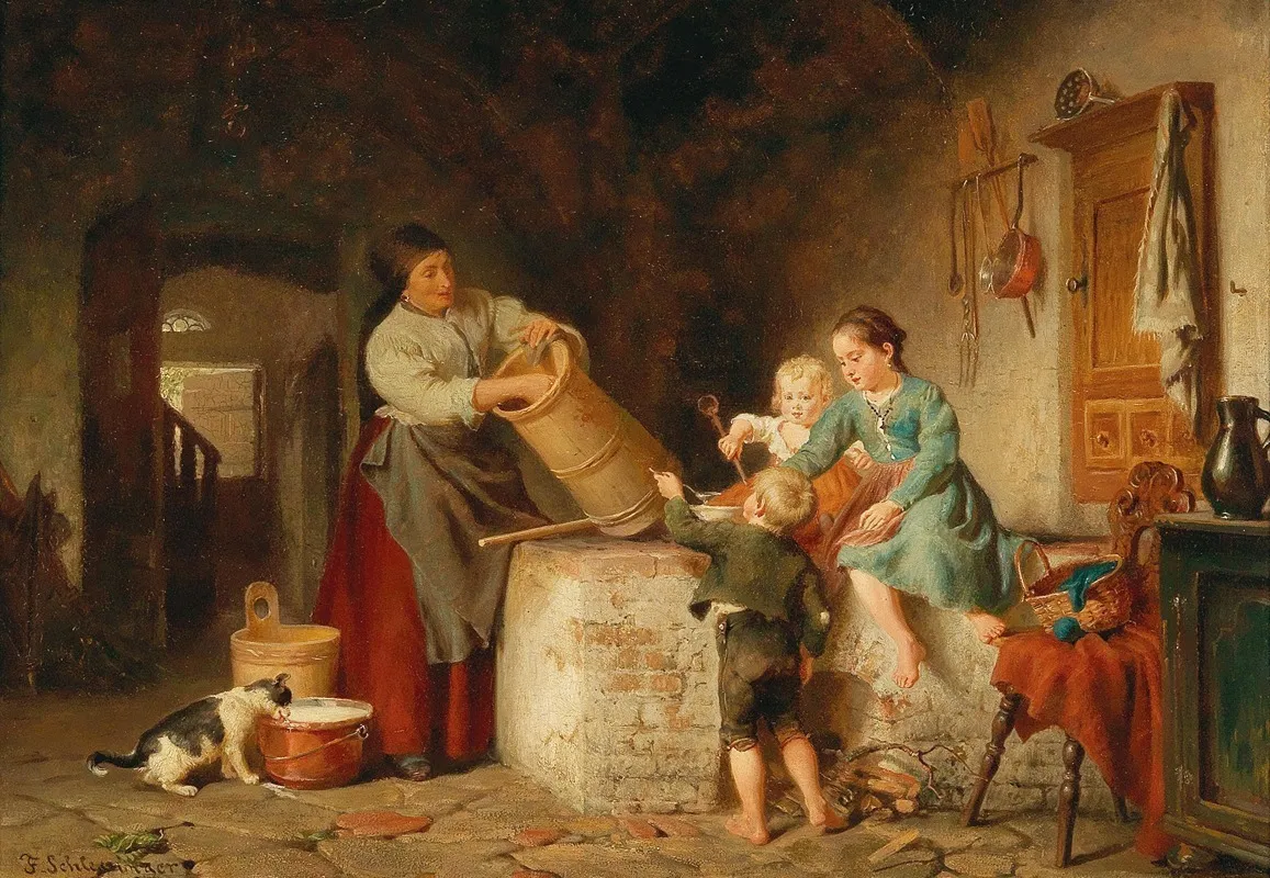 Fleisige Helfer In Der Kuche Wall Art by Felix Schlesinger - High-Resolution Digital Print