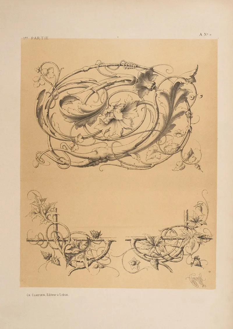 Fleurons Maniere Allemande Wall Art by Michel Liénard - High-Resolution Digital Print