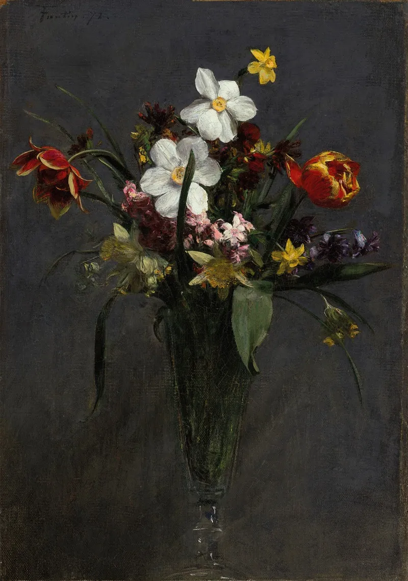 Fleurs De Printemps Tulipes Narcisses Jacinthes Jonquilles Et Giroflees by Henri Fantin-Latour - High-Resolution Digital Print