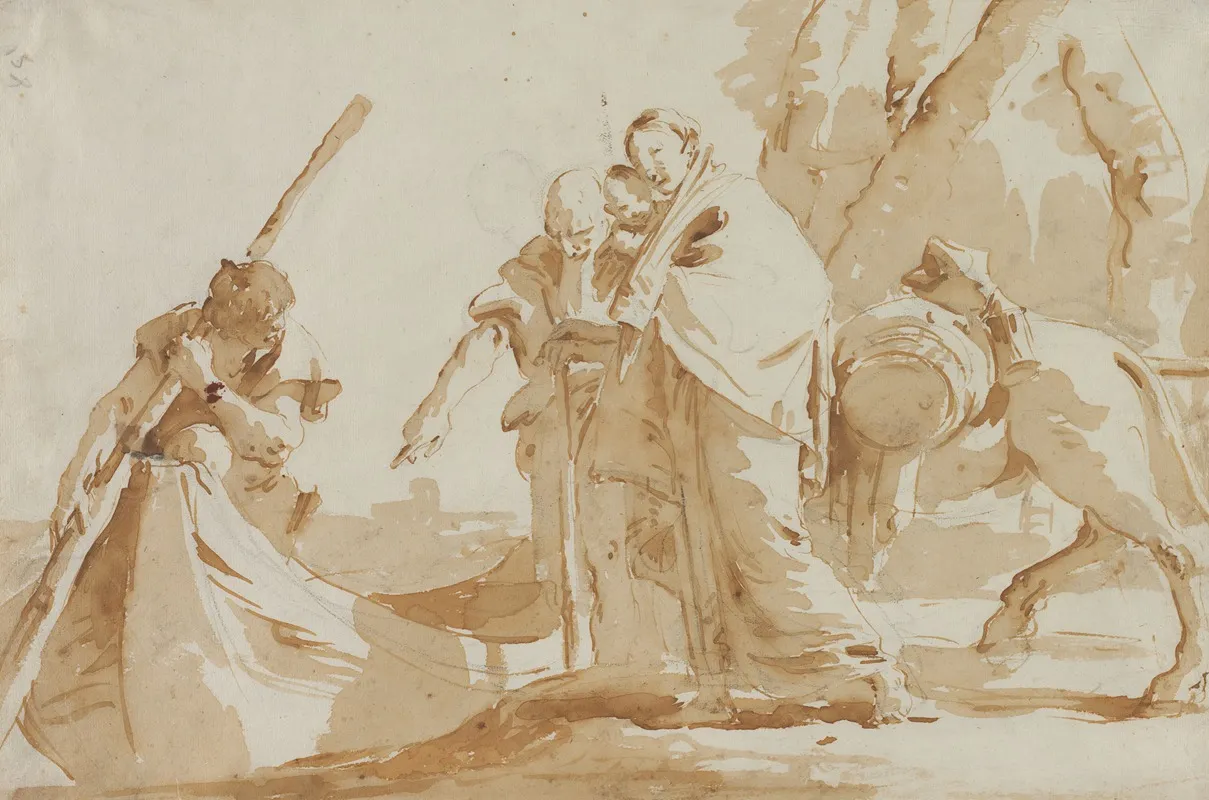 Flight Into Egypt The Embarkment Of The Holy Family Wall Art by Giovanni Battista Tiepolo - High-Resolution Digital Print