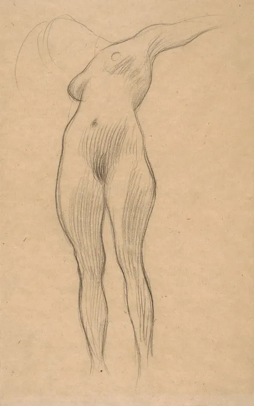 Floating Woman With Outstretched Arm Study For Medicine Wall Art by Gustav Klimt - Canvas Print