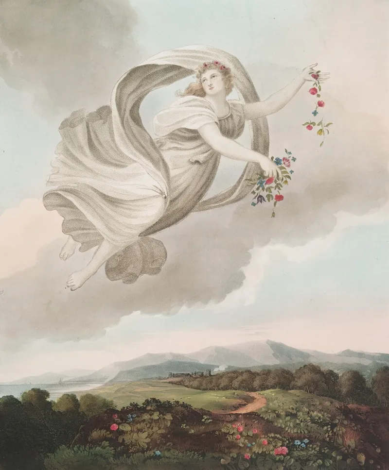 Flora Dispensing Her Favours On The Earth Wall Art by Robert John Thornton - High-Resolution Digital Print