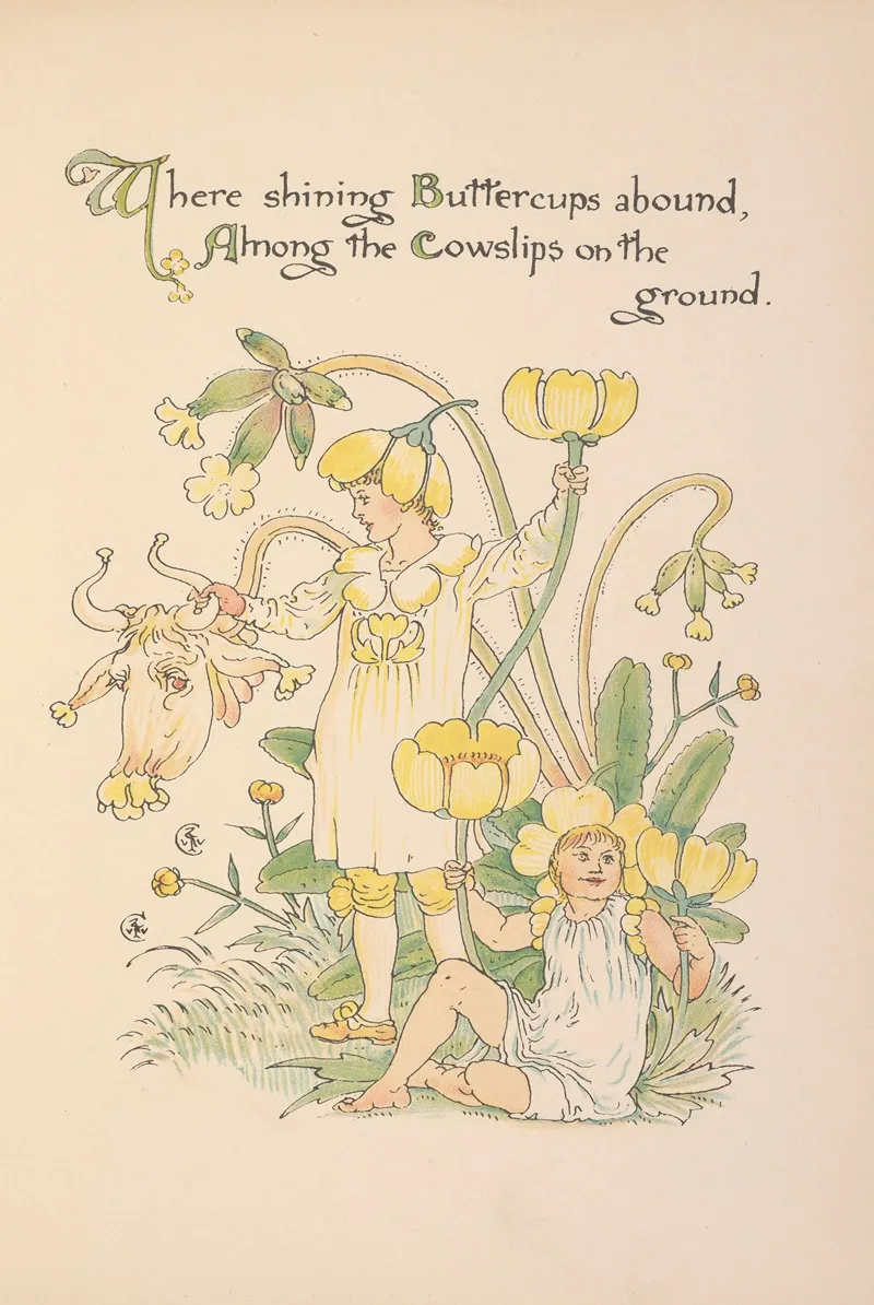 Floras Feast A Masque Of Flowers Pl 11 Wall Art by Walter Crane - High-Resolution Digital Print