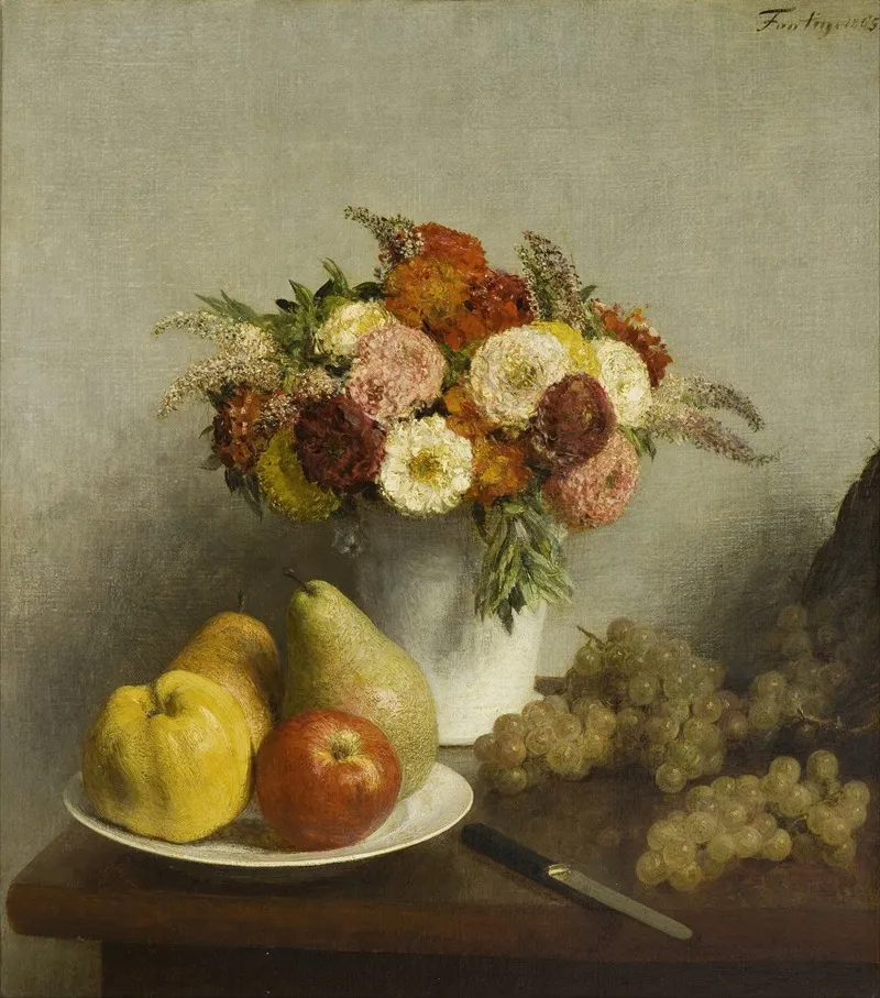 Flowers And Fruit 5 Wall Art by Henri Fantin-Latour - High-Resolution Digital Print