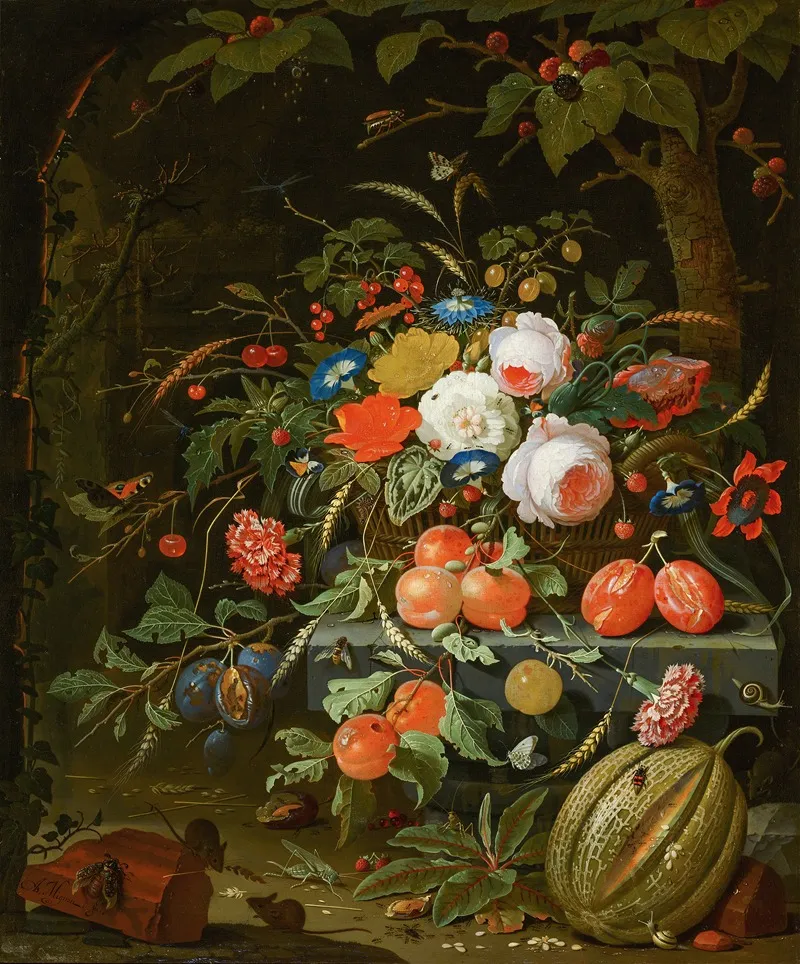 Flowers And Fruit Wall Art by Abraham Mignon - High-Resolution Digital Print