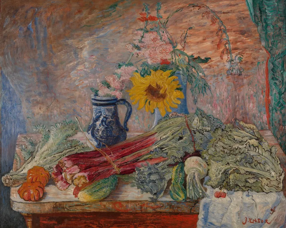 Flowers And Vegetables Wall Art by James Ensor - High-Resolution Digital Print