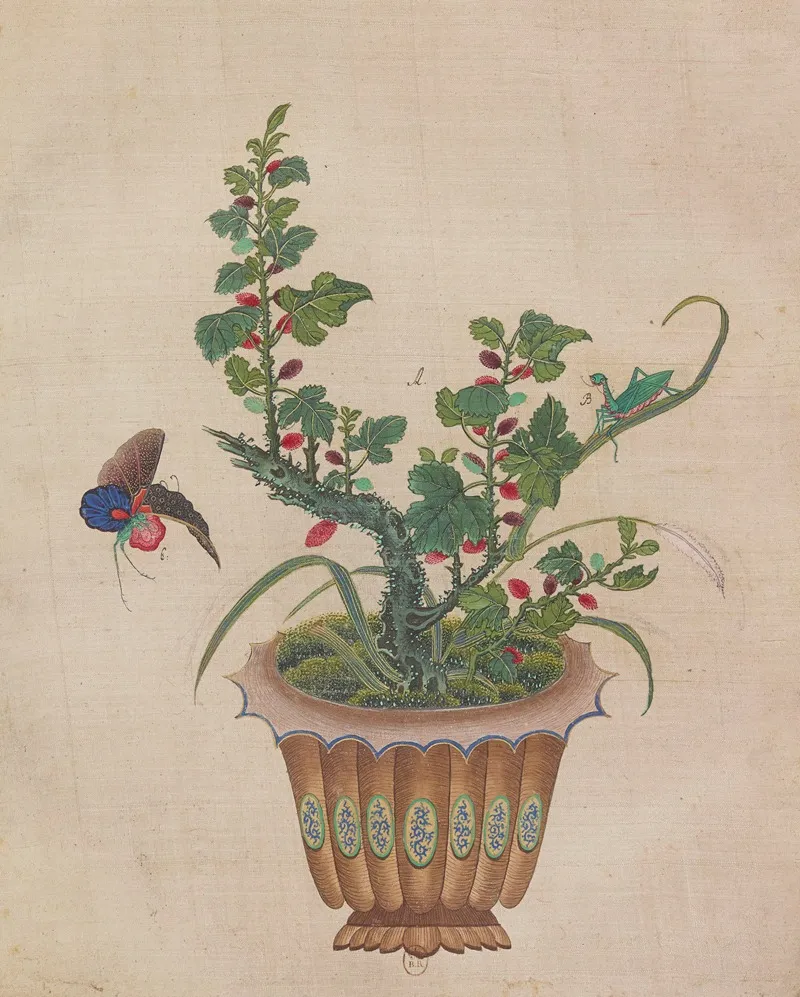 Flowers Birds And Insects Pl 02 Wall Art by Anonymous - High-Resolution Digital Print