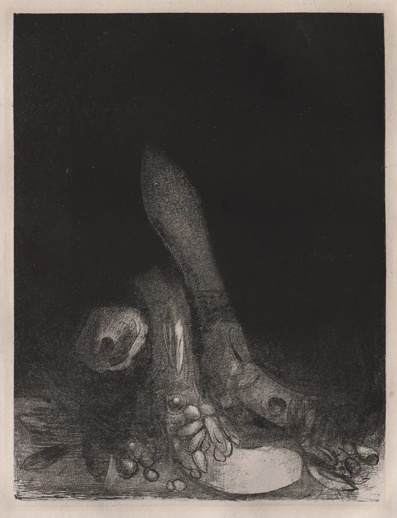 Flowers Fall And The Head Of A Python Appears 2 Wall Art by Odilon Redon - High-Resolution Digital Print