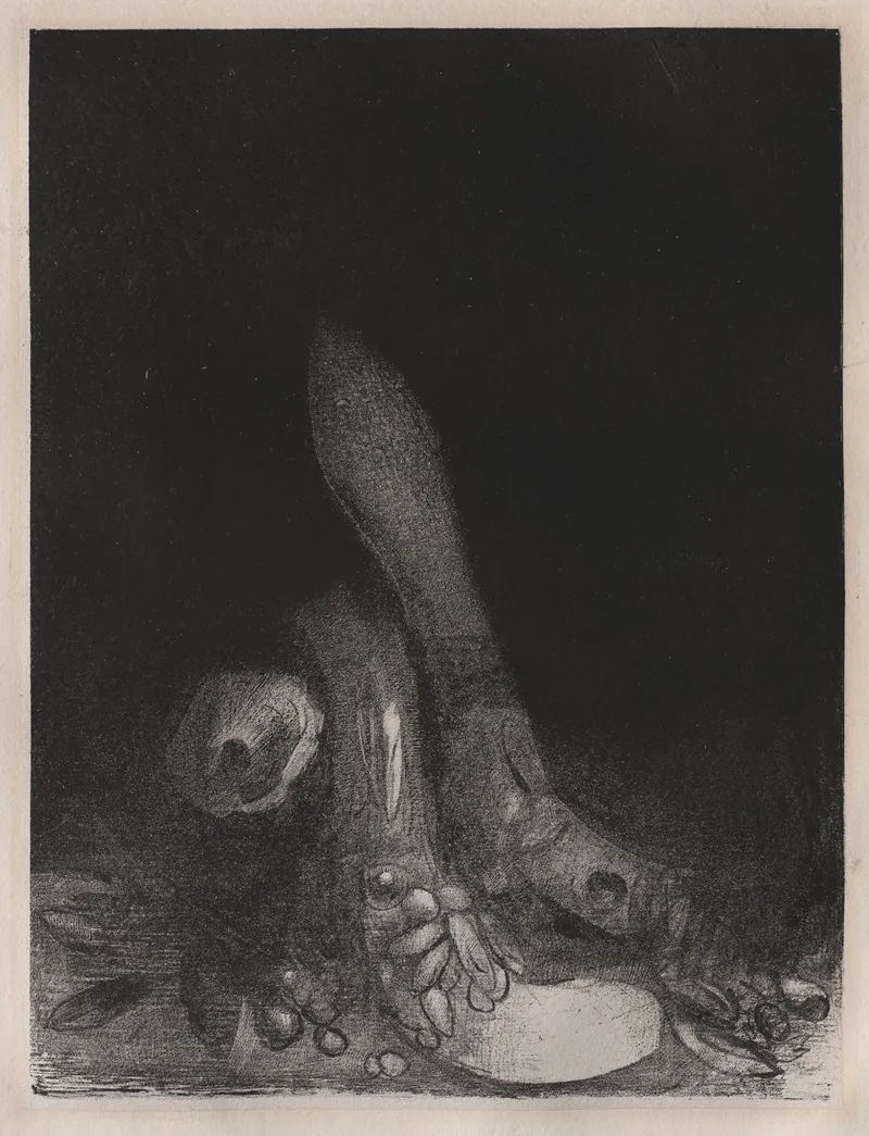 Flowers Fall And The Head Of A Python Appears Wall Art by Odilon Redon - High-Resolution Digital Print