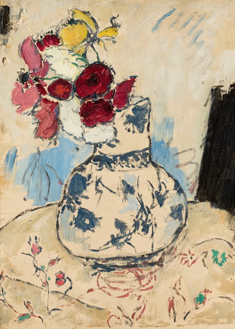 Flowers In A Flower Vase Wall Art by Tadeusz Makowski - High-Resolution Digital Print