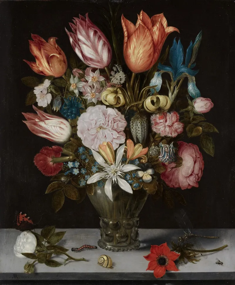 Flowers In A Glass 3 Wall Art by Ambrosius Bosschaert the Elder - High-Resolution Digital Print