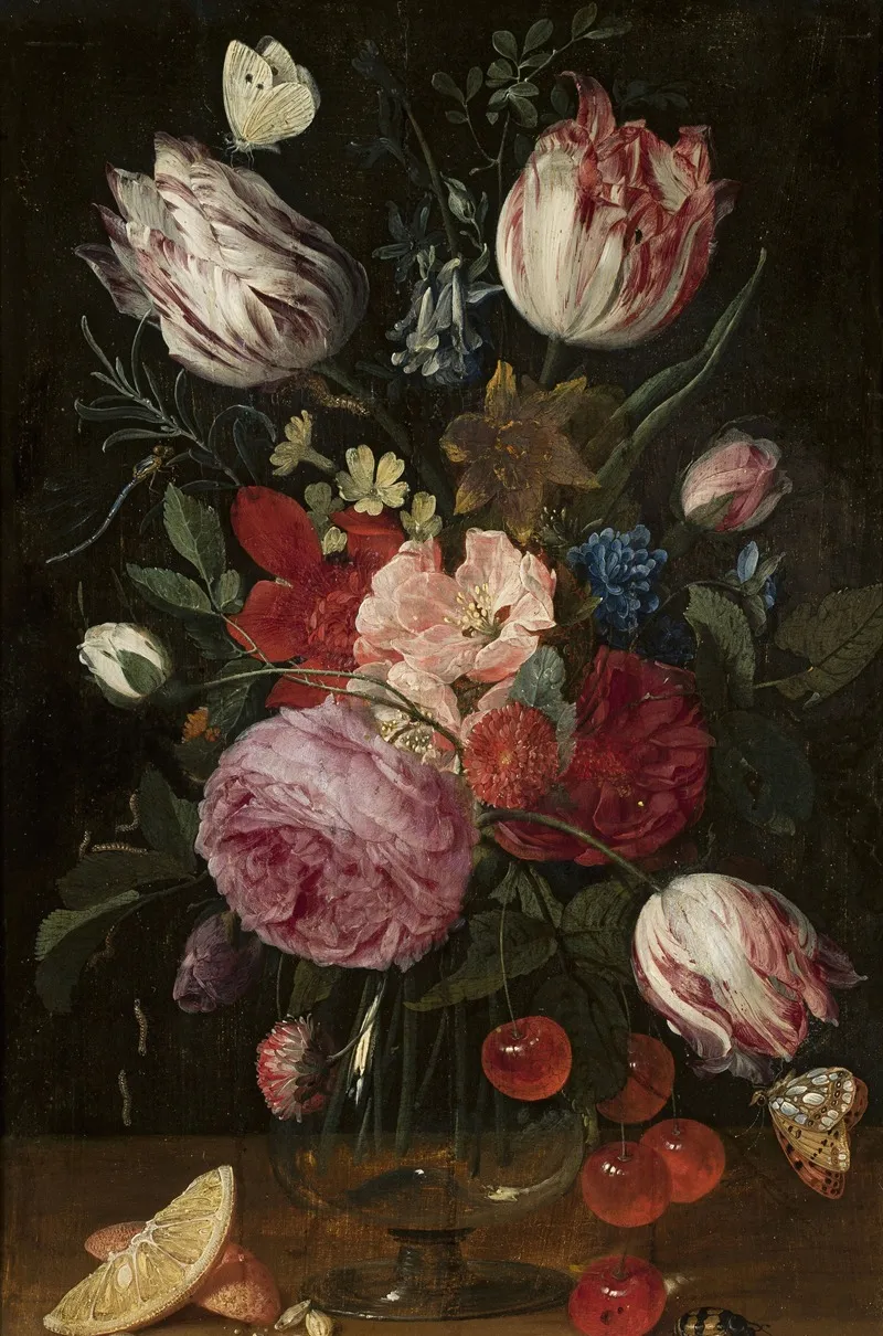 Flowers In A Glass Vase 3 Wall Art by Carstian Luyckx - High-Resolution Digital Print
