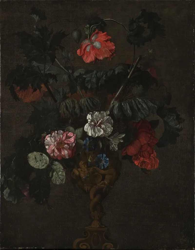 Flowers In A Sculptured Vase Wall Art by Johann Daniel Preissler - High-Resolution Digital Print