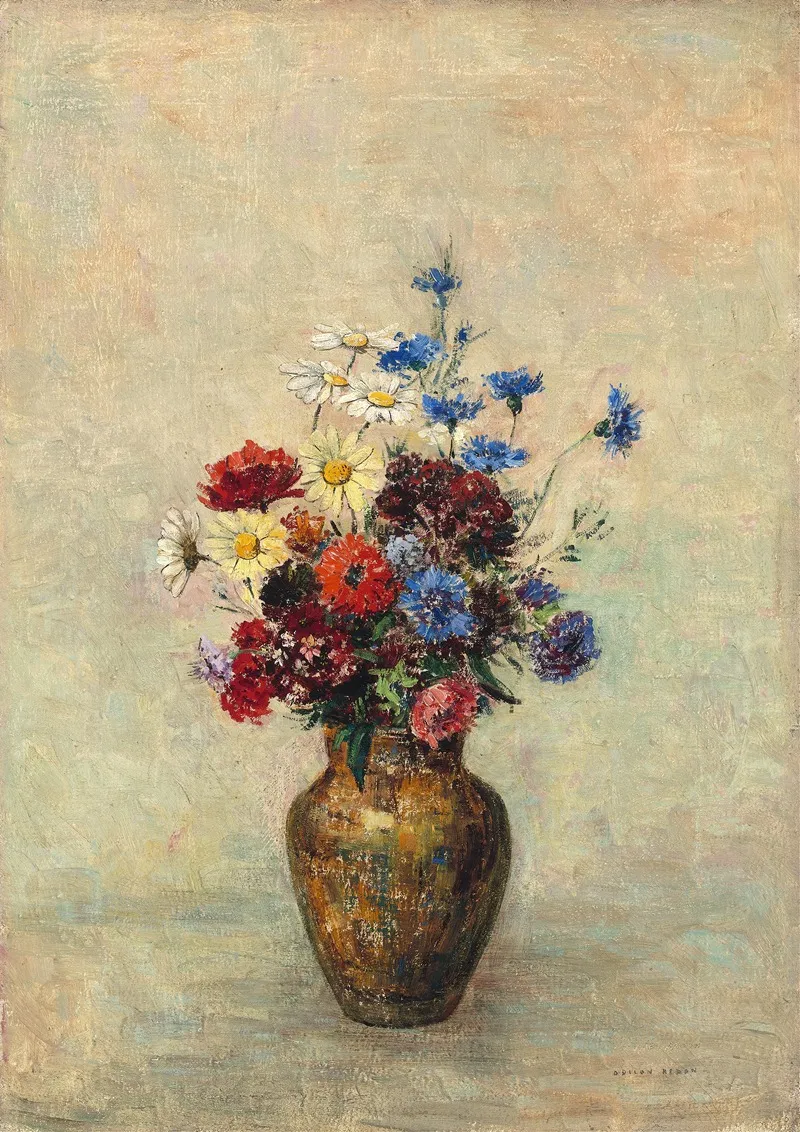 Flowers In A Vase Wall Art by Odilon Redon - High-Resolution Digital Print