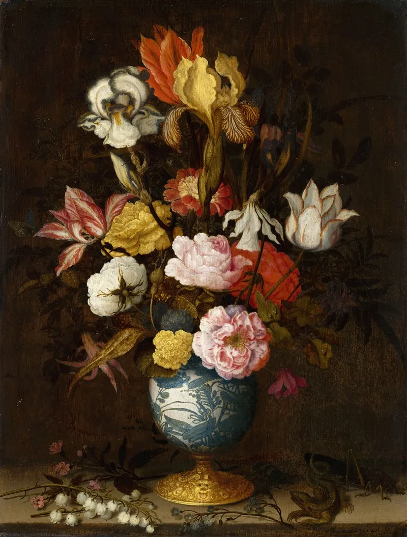 Flowers In A Wan Li Vase Wall Art by Balthasar van der Ast - High-Resolution Digital Print