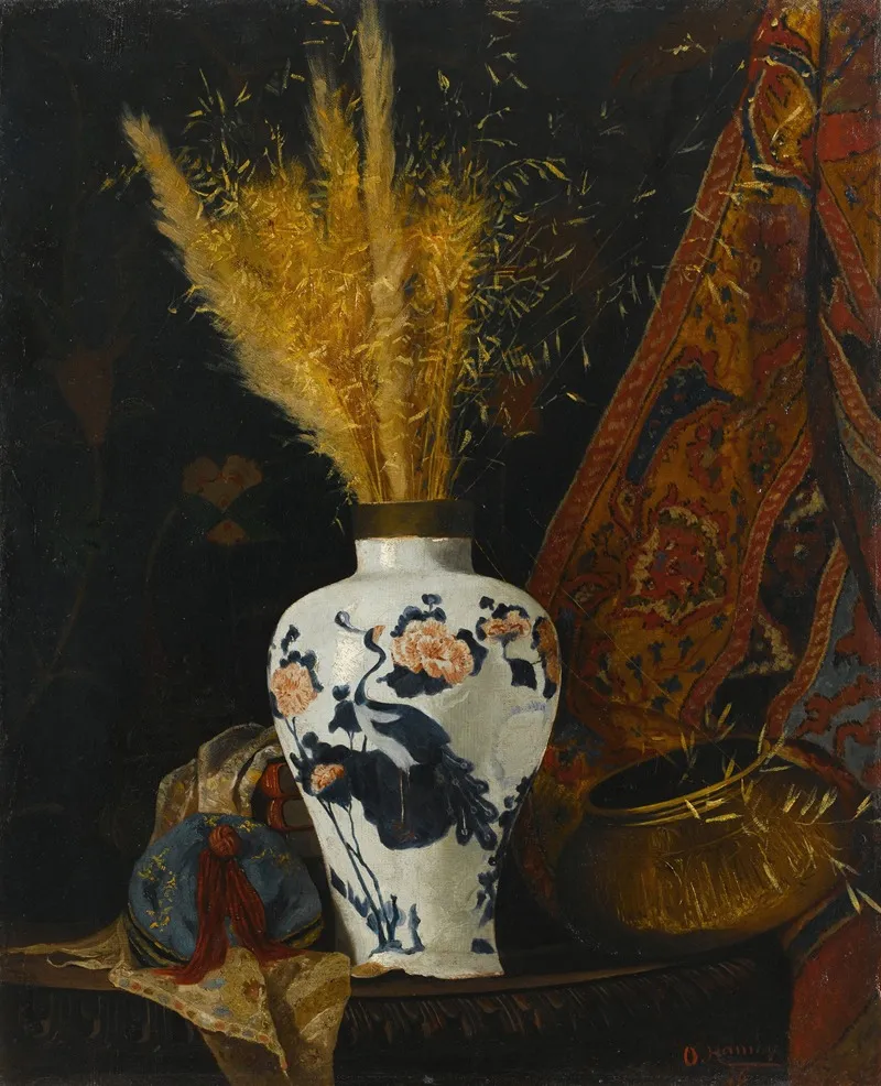 Flowers In A White Vase Wall Art by Osman Hamdi Bey - High-Resolution Digital Print