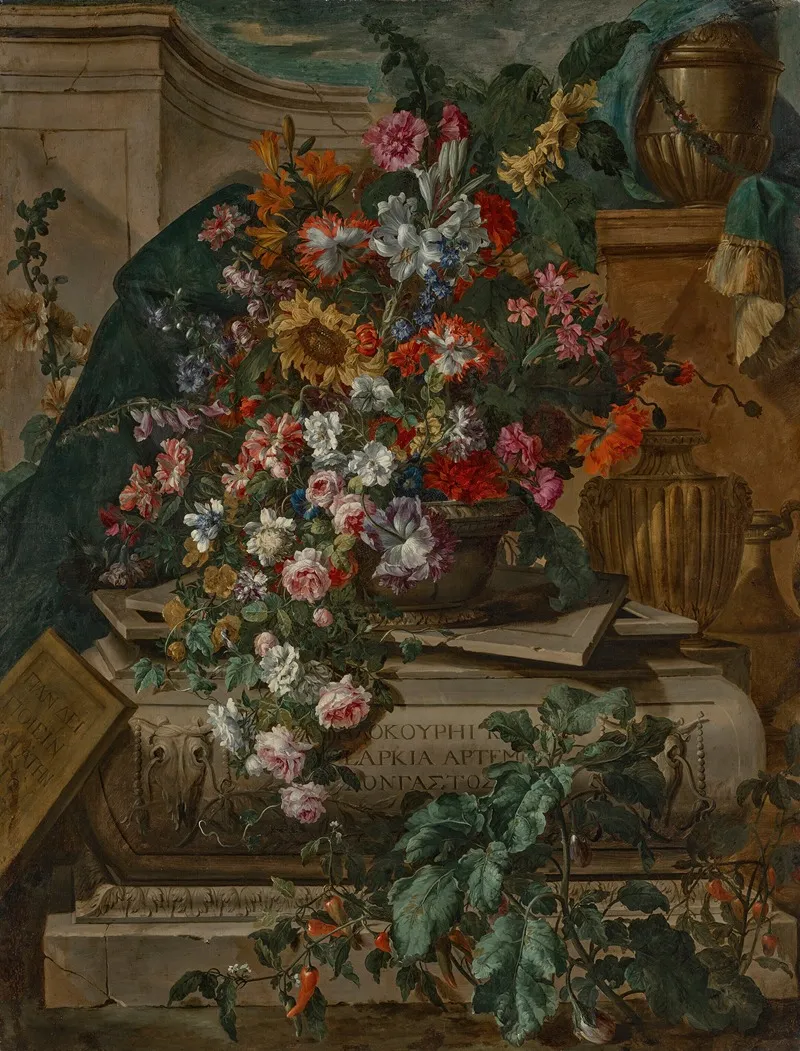 Flowers In An Urn On A Sarcophagus