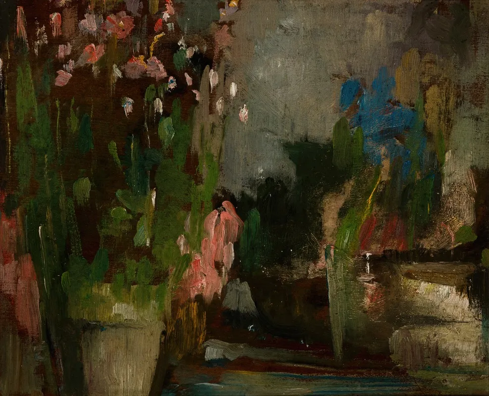 Flowers On A Terrace Wall Art by Olga Boznanska - High-Resolution Digital Print